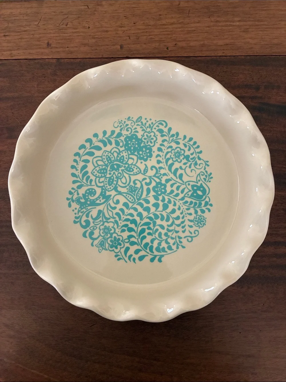 The Pioneer Woman Flea Market Pattern Turquoise Floral Stoneware Pie Dish